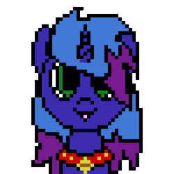 Size: 300x300 | Tagged: safe, artist:nukepony360, oc, oc only, oc:midnight wings, alicorn, pony, :p, collar, female, pixel art, silly, simple background, solo, tongue out, transparent background