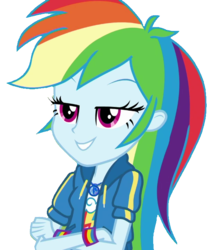 Size: 619x720 | Tagged: safe, rainbow dash, a queen of clubs, equestria girls, equestria girls series, g4, crossed arms, female, geode of super speed, magical geodes, not a vector, simple background, solo, transparent background