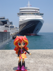 Size: 4608x3456 | Tagged: safe, sunset shimmer, equestria girls, g4, cruise ship, doll, equestria girls minis, female, irl, photo, singapore, toy