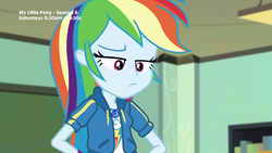 Size: 1280x720 | Tagged: safe, screencap, rainbow dash, equestria girls, g4, my little pony equestria girls: better together, the last day of school, extra lashes, female, geode of super speed, magical geodes, solo