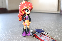 Size: 6000x4000 | Tagged: safe, artist:artofmagicpoland, sunset shimmer, equestria girls, g4, doll, equestria girls minis, female, irl, key, looking down, photo, solo, toy