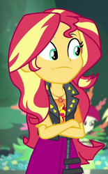 Size: 446x718 | Tagged: safe, edit, edited screencap, screencap, sunset shimmer, equestria girls, equestria girls specials, g4, my little pony equestria girls: better together, my little pony equestria girls: forgotten friendship, :t, cropped, female, inverted mouth, solo