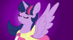 Size: 1214x677 | Tagged: safe, artist:chelseawest, twilight sparkle, alicorn, pony, g4, clothes, coronation dress, dress, eyes closed, female, solo, twilight sparkle (alicorn)