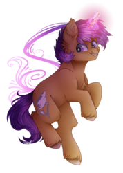 Size: 1506x2112 | Tagged: safe, artist:cloud-drawings, oc, oc only, oc:sharkbutt, pony, commission, magic, male, simple background, smiling, solo, transparent background, unshorn fetlocks