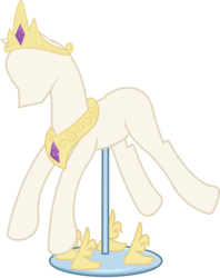 Size: 871x1100 | Tagged: safe, artist:sketchmcreations, artist:spacekingofspace, edit, editor:slayerbvc, vector edit, princess celestia, g4, celestia's crown, crown, hoof shoes, jewelry, mannequin, no pony, object, peytral, ponyquin, regalia, simple background, transparent background, vector