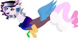 Size: 4567x2356 | Tagged: safe, artist:pinkgalaxy56, oc, oc only, oc:destroyed sun, draconequus, hybrid, female, interspecies offspring, offspring, parent:discord, parent:princess celestia, parents:dislestia, simple background, solo, white background