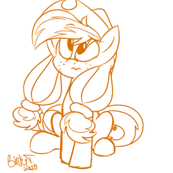 Size: 2000x2000 | Tagged: safe, artist:binkyt11, derpibooru exclusive, part of a set, applejack, earth pony, pony, g4, applejack's hat, cowboy hat, female, freckles, hat, high res, impossibly large mane, mare, monochrome, simple background, solo, stetson, white background
