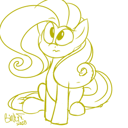 Size: 2000x2000 | Tagged: safe, artist:binkyt11, derpibooru exclusive, part of a set, fluttershy, pegasus, pony, g4, female, high res, impossibly large mane, lineart, mare, monochrome, simple background, solo, white background
