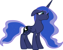 Size: 7524x6000 | Tagged: safe, artist:d4svader, edit, editor:slayerbvc, vector edit, princess luna, alicorn, pony, g4, absurd resolution, accessory-less edit, bare hooves, female, mare, missing accessory, sad, simple background, solo, transparent background, vector