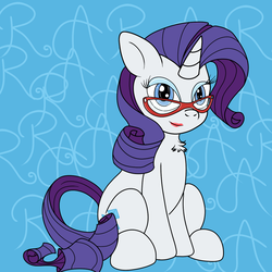 Size: 1200x1200 | Tagged: safe, artist:pavlovzdawg, rarity, pony, unicorn, g4, chest fluff, female, glasses, lipstick, looking at you, mare, rarara, smiling, solo