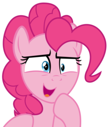 Size: 3066x3588 | Tagged: safe, artist:sketchmcreations, pinkie pie, earth pony, pony, g4, the maud couple, high res, hoof on chin, mismatched eyes, open mouth, simple background, solo, transparent background, vector