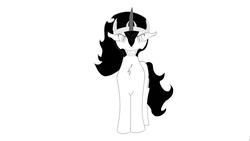 Size: 1920x1080 | Tagged: safe, king sombra, pony, unicorn, g4, black and white, chest fluff, crown, eye glow, female, grayscale, jewelry, looking at you, mare, monochrome, queen umbra, regalia, rule 63, simple background, solo, white background