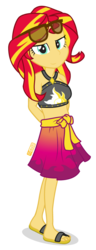Size: 375x975 | Tagged: safe, artist:dm29, sunset shimmer, equestria girls, equestria girls specials, g4, my little pony equestria girls: better together, my little pony equestria girls: forgotten friendship, belly button, clothes, feet, female, midriff, sandals, simple background, solo, swimsuit, transparent background