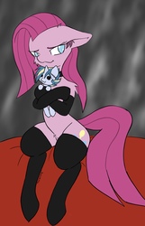 Size: 2363x3661 | Tagged: safe, artist:steelsoul, pinkie pie, skeedaddle, g4, clothes, collar, crush plush, female, high res, mare, obsession, pidaddle, pinkamena diane pie, plushie, socks, stockings, thigh highs