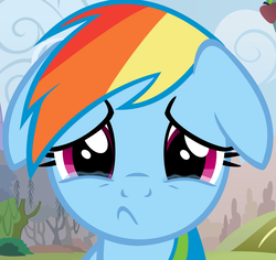 Size: 1000x944 | Tagged: safe, artist:afkrobot, rainbow dash, pony, g4, crying, female, floppy ears, looking at you, sad, solo, teary eyes