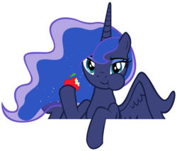 Size: 6108x5209 | Tagged: safe, artist:lazypixel, edit, editor:slayerbvc, vector edit, princess luna, alicorn, pony, g4, luna eclipsed, .psd available, absurd resolution, accessory-less edit, apple, bare hooves, eating, female, food, mare, missing accessory, puffy cheeks, simple background, solo, transparent background, vector