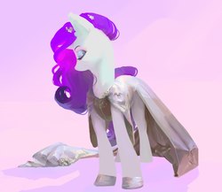 Size: 2492x2160 | Tagged: dead source, safe, artist:yanisfucker, rarity, pony, unicorn, g4, abstract background, beautiful, clothes, colored hooves, dress, eyes closed, eyeshadow, female, flower, flower in hair, high res, horn, makeup, mare, shadow, shoes, slippers, solo