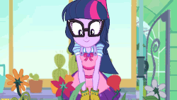 Size: 500x281 | Tagged: safe, screencap, sci-twi, twilight sparkle, equestria girls, g4, my little pony equestria girls: better together, my little shop of horrors, animated, cactus, cute, female, plants, room to grow, twiabetes
