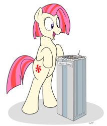 Size: 1437x1683 | Tagged: safe, artist:rapidstrike, oc, oc only, oc:strawberry swirl, earth pony, pony, cake, female, food, giant pony, giant/macro earth pony, giantess, macro, mare, simple background, solo, transparent background