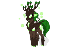 Size: 1260x800 | Tagged: safe, artist:faith-wolff, deer, earth elemental, elemental, colored hooves, commission, foliage, green eyes, plant deer, plant elemental, simple background, solo, white background