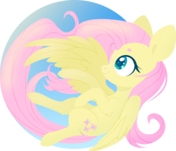 Size: 4000x3430 | Tagged: safe, artist:belka-sempai, fluttershy, pegasus, pony, g4, cutie mark, female, flying, hooves, lineless, looking up, mare, profile, smiling, solo, spread wings, wings