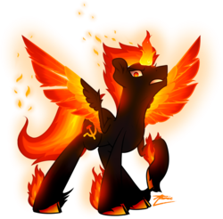 Size: 869x855 | Tagged: safe, artist:atomic8497, oc, oc only, oc:trotsky, alicorn, fire pony, pony, male, simple background, solo, stallion, transparent background