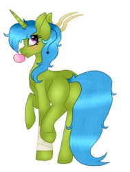 Size: 1392x1840 | Tagged: safe, artist:cindystarlight, oc, oc only, oc:rall, pony, unicorn, female, food, gum, horns, mare, simple background, solo, transparent background