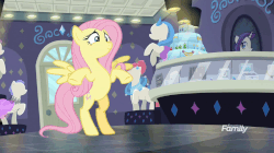 Size: 800x449 | Tagged: safe, screencap, fluttershy, pegasus, pony, fake it 'til you make it, g4, animated, cute, faceplant, falling, female, flapping wings, gif, shyabetes, silly, silly pony, spinning, tangled up