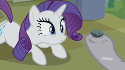 Size: 1920x1080 | Tagged: safe, screencap, boulder (g4), maud pie, rarity, fake it 'til you make it, g4, discovery family, discovery family logo, logo, rock, that pony sure does love rocks