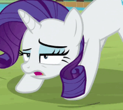 Size: 378x337 | Tagged: safe, screencap, rarity, pony, unicorn, fake it 'til you make it, g4, season 8, animated, close-up, cropped, cutie mark, eyeshadow, female, horn, invisible stallion, iwtcir, makeup, out of breath, out of context, panting, solo