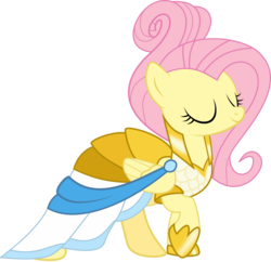 Size: 2557x2476 | Tagged: safe, artist:uncommon_nick, fluttershy, pony, fake it 'til you make it, g4, clothes, dress, female, hair up, high res, simple background, smiling, solo, transparent background, vector, warrior of inner strength, warriorshy