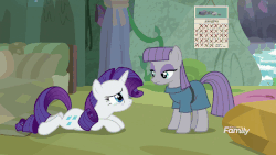 Size: 902x508 | Tagged: safe, screencap, maud pie, rarity, earth pony, pony, fake it 'til you make it, g4, animated, female, gif, grovelling