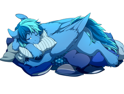 Size: 2100x1600 | Tagged: safe, artist:spazzykoneko, oc, oc only, oc:umami stale, pegasus, pony, bed mane, lying down, pillow, simple background, smug, solo