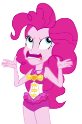 Size: 685x1024 | Tagged: safe, artist:marcoequestrian98, edit, screencap, pinkie pie, equestria girls, equestria girls series, forgotten friendship, g4, background removed, clothes, derp, female, not a vector, open mouth, pinkie pie swimsuit, simple background, solo, swimsuit, transparent background