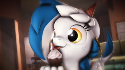 Size: 1920x1080 | Tagged: safe, artist:star-lightstarbright, oc, oc only, oc:star seeker, hippogriff, 3d, cupcake, female, food, licking, solo, tongue out