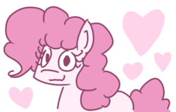 Size: 1318x837 | Tagged: safe, artist:chumguzzle, pinkie pie, earth pony, pony, g4, cute, diapinkes, female, heart, looking at you, mare, simple background, smiling, solo, wavy mouth, white background