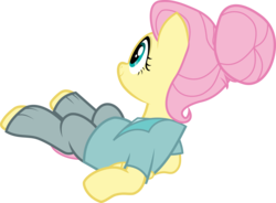 Size: 5000x3689 | Tagged: safe, artist:paganmuffin, fluttershy, fake it 'til you make it, g4, hair bun, outfit, severeshy, simple background, transparent background, vector