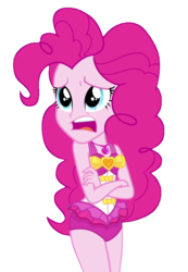 Size: 715x1036 | Tagged: safe, artist:marcoequestrian98, edit, edited screencap, screencap, pinkie pie, equestria girls, equestria girls specials, g4, my little pony equestria girls: better together, my little pony equestria girls: forgotten friendship, background removed, clothes, crossed arms, female, legs together, not a vector, pinkie pie swimsuit, sad, simple background, solo, swimsuit, transparent background