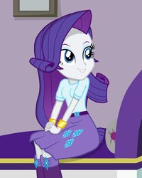 Size: 800x1000 | Tagged: safe, artist:tabrony23, rarity, equestria girls, g4, clothes, dress, female, show accurate, sitting, smiling, solo