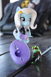 Size: 4000x6000 | Tagged: safe, artist:artofmagicpoland, trixie, equestria girls, g4, candy, clothes, doll, equestria girls minis, female, food, hat, holding hat, irl, photo, ponymeet, solo, toy, trixie's hat