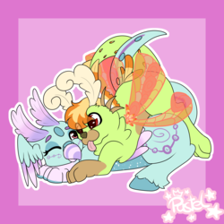 Size: 4000x4000 | Tagged: safe, artist:pastel-pony-princess, oc, oc only, classical hippogriff, hippogriff, cute, simple background, tail, tongue out