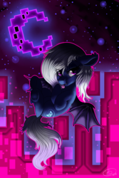 Size: 2400x3600 | Tagged: safe, artist:mimkage, oc, oc only, bat pony, pony, bat pony oc, digital art, female, high res, looking at you, mare, solo, tongue out
