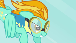 Size: 1280x720 | Tagged: safe, screencap, lightning dust, pegasus, pony, g4, my little pony: friendship is magic, wonderbolts academy, clothes, female, mare, solo, uniform, wonderbolt trainee uniform