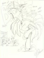 Size: 14000x18496 | Tagged: safe, artist:andypriceart, crystal ball (character), princess celestia, princess luna, alicorn, earth pony, pony, absurd file size, absurd resolution, andy you magnificent bastard, balancing, bawk, behaving like a bird, bipedal, commission, crystal ball, dangerously high res, derp, eyes closed, feather, grayscale, hilarious in hindsight, hypnosis, hypnotist, hypnotized, laughing, majestic as fuck, male, monochrome, open mouth, pencil drawing, pun, raised eyebrow, raised leg, scanned, sillestia, silly, simple background, sitting, smiling, stallion, swirly eyes, this will end in tears and/or a journey to the moon, tongue out, too big for derpibooru, traditional art, wat, white background