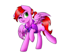 Size: 1600x1236 | Tagged: safe, artist:firepetalfox, oc, oc only, oc:lovestruckdart, pegasus, pony, clothes, hoodie, one eye closed, raffle prize, simple background, transparent background