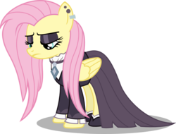 Size: 1581x1200 | Tagged: safe, artist:seahawk270, fluttershy, pegasus, pony, fake it 'til you make it, g4, clothes, female, fluttergoth, lidded eyes, mare, simple background, solo, transparent background, vector
