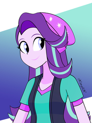 Size: 2448x3264 | Tagged: safe, artist:xan-gelx, starlight glimmer, equestria girls, g4, abstract background, beanie, cute, female, glimmerbetes, hat, high res, smiling, solo