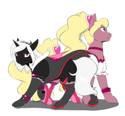 Size: 1200x1111 | Tagged: safe, artist:kourabiedes, earth pony, pony, unicorn, cure peach, eas (precure), female, fresh precure, ponified, pretty cure, simple background, transparent background