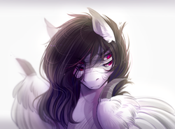 Size: 2519x1864 | Tagged: safe, artist:mich-art, oc, oc only, pegasus, pony, ear fluff, four eyes, multiple eyes, pink eyes, simple background, solo, white background, wing claws