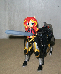 Size: 703x850 | Tagged: safe, sunset shimmer, centaur, equestria girls, g4, catastros, centaurus wolf megazord, crossover, doll, equestria girls minis, eqventures of the minis, mahou sentai magiranger, power rangers mystic force, toy, wolkaiser